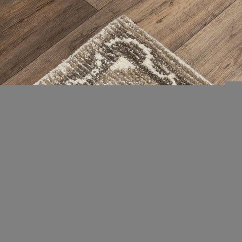 9' X 12' Brown And Ivory Wool Medallion Hand Tufted Area Rug