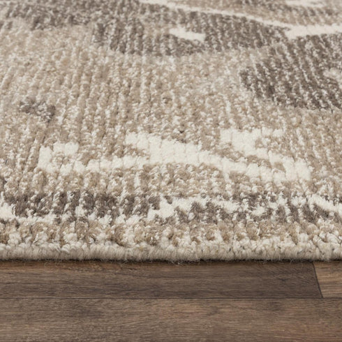 9' X 12' Brown And Ivory Wool Medallion Hand Tufted Area Rug