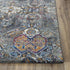 8' Gray Ivory Dark Blue Blue And Orange Oriental Hand Carved Handmade Area Rug