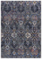 8' X 10' Gray Ivory Dark Blue Blue And Orange Oriental Hand Carved Handmade Area Rug