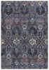 8' X 10' Gray Ivory Dark Blue Blue And Orange Oriental Hand Carved Handmade Area Rug