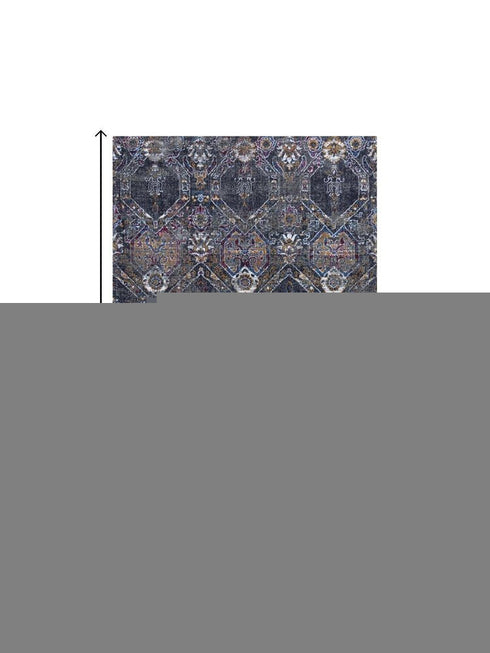 8' X 10' Gray Ivory Dark Blue Blue And Orange Oriental Hand Carved Handmade Area Rug