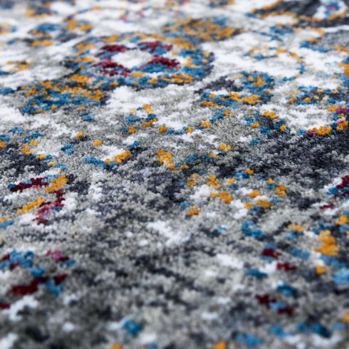 9' X 12' Gray Ivory Dark Blue Blue And Orange Oriental Hand Carved Handmade Area Rug