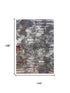 9' X 12' Gray Burgundy Orange Blue And Ivory Abstract Hand Carved Handmade Area Rug