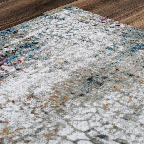 8' X 10' Gray And Blue Abstract Hand Carved Handmade Area Rug