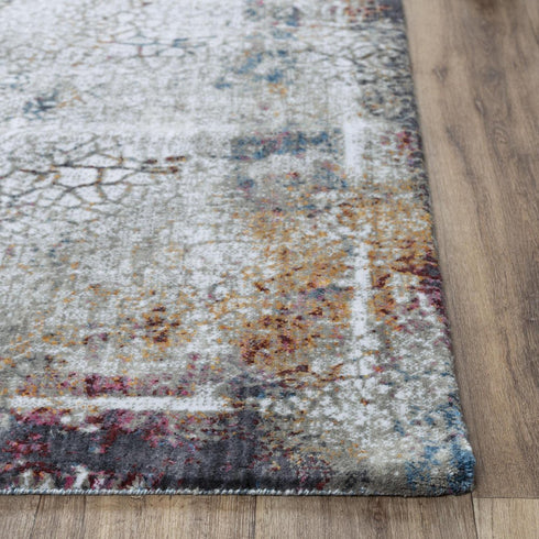 9' X 12' Gray And Blue Abstract Hand Carved Handmade Area Rug