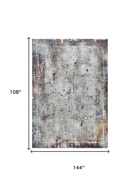 9' X 12' Gray And Blue Abstract Hand Carved Handmade Area Rug