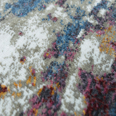 9' X 12' Cream And Blue Abstract Hand Carved Handmade Area Rug