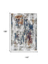 9' X 12' Cream And Blue Abstract Hand Carved Handmade Area Rug