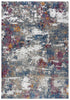 5' X 8' Gray Blue Pink Orange Red And Ivory Abstract Hand Carved Handmade Area Rug