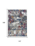 9' X 12' Gray Blue Pink Orange Red And Ivory Abstract Hand Carved Handmade Area Rug