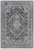 9' X 12' Gray Red Blue Orange And Ivory Medallion Hand Carved Handmade Area Rug