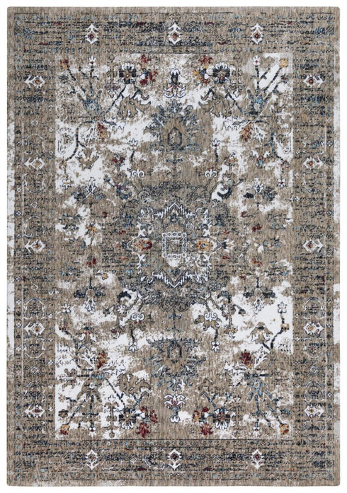8' Gray Blue Orange Red And Ivory Medallion Hand Carved Handmade Area Rug