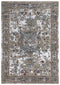 8' Gray Blue Orange Red And Ivory Medallion Hand Carved Handmade Area Rug