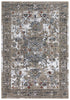 8' X 10' Gray Blue Orange Red And Ivory Medallion Hand Carved Handmade Area Rug