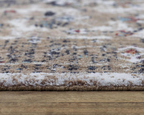 9' X 12' Gray Blue Orange Red And Ivory Medallion Hand Carved Handmade Area Rug