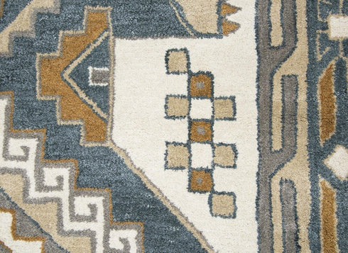 9' X 12' Gray And Tan Wool Tribal Hand Tufted Area Rug