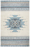 5' X 8' Blue And Ivory Wool Tribal Hand Tufted Area Rug