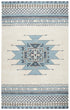 5' X 8' Blue And Ivory Wool Tribal Hand Tufted Area Rug