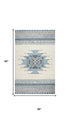 5' X 8' Blue And Ivory Wool Tribal Hand Tufted Area Rug