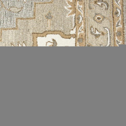8' X 10' Gray And Natural Wool Medallion Hand Tufted Area Rug