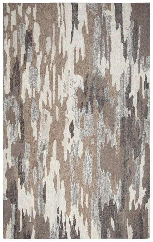 8' X 10' Brown And Natural Wool Abstract Hand Tufted Area Rug