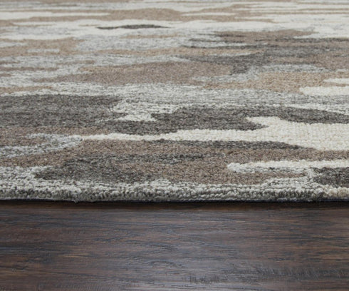 8' X 10' Brown And Natural Wool Abstract Hand Tufted Area Rug