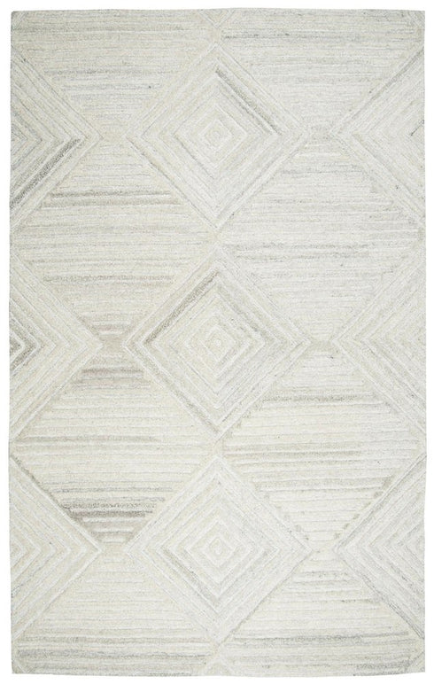 9' X 12' Ivory And Natural Wool Diamond Hand Tufted Area Rug