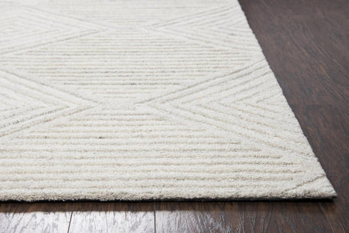 9' X 12' Ivory And Natural Wool Diamond Hand Tufted Area Rug