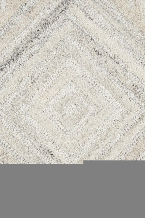 9' X 12' Ivory And Natural Wool Diamond Hand Tufted Area Rug