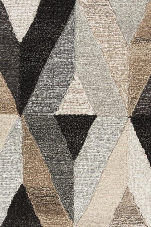 8' X 10' Gray And Natural Wool Geometric Hand Tufted Area Rug
