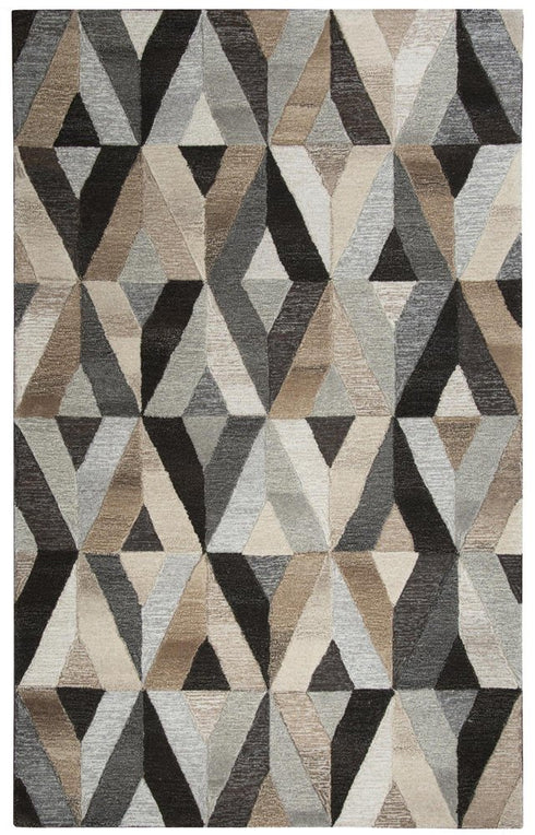 9' X 12' Gray And Natural Wool Geometric Hand Tufted Area Rug