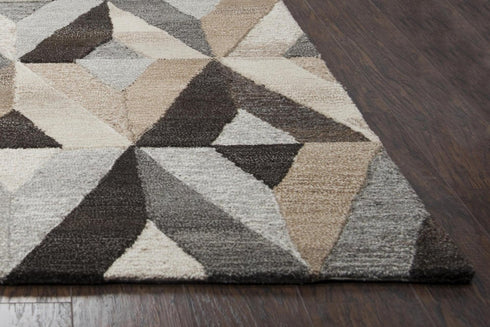 9' X 12' Gray And Natural Wool Geometric Hand Tufted Area Rug