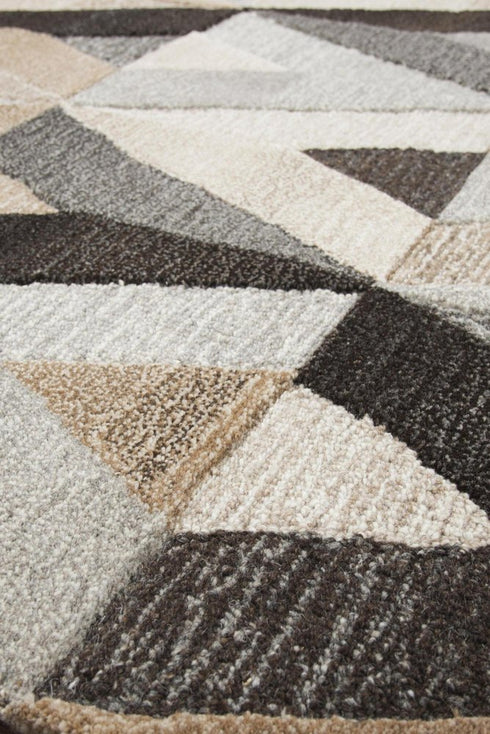 9' X 12' Gray And Natural Wool Geometric Hand Tufted Area Rug