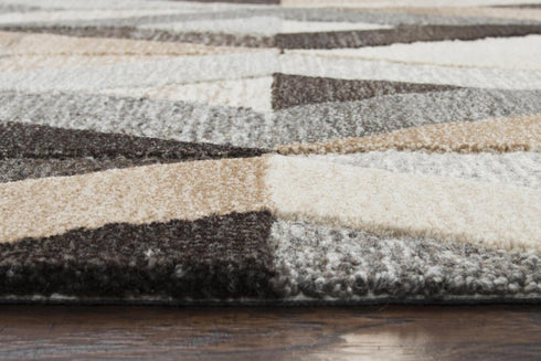 9' X 12' Gray And Natural Wool Geometric Hand Tufted Area Rug