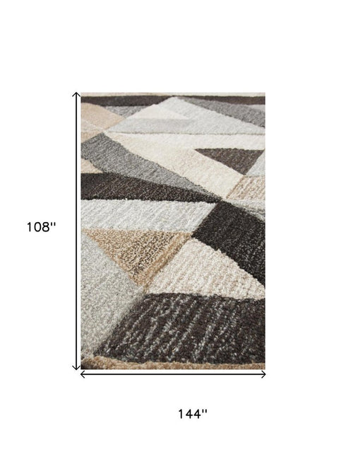 9' X 12' Gray And Natural Wool Geometric Hand Tufted Area Rug