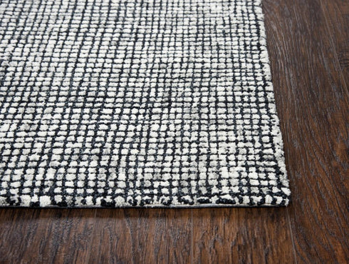 8' X 10' Black White And Beige Wool Hand Tufted Area Rug