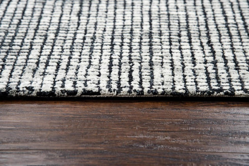 8' X 10' Black White And Beige Wool Hand Tufted Area Rug