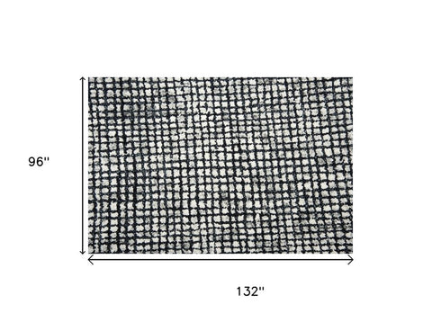 8' X 10' Black White And Beige Wool Hand Tufted Area Rug