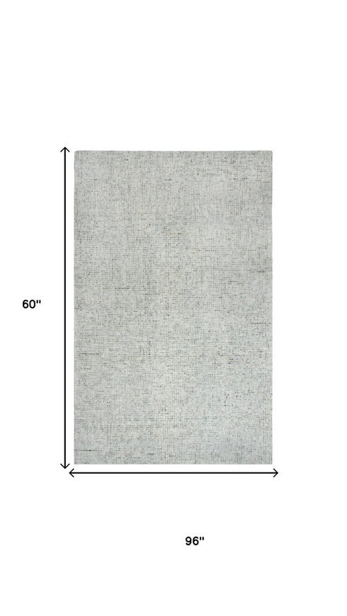 5' X 8' Light Gray And Beige Wool Hand Tufted Area Rug
