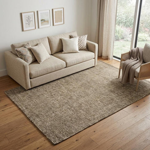 5' X 8' Brown And Beige Wool Hand Tufted Area Rug