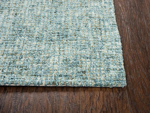 8' Teal And Ivory Wool Hand Tufted Area Rug