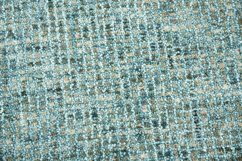 8' Teal And Ivory Wool Hand Tufted Area Rug