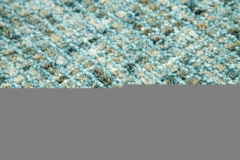 8' Teal And Ivory Wool Hand Tufted Area Rug