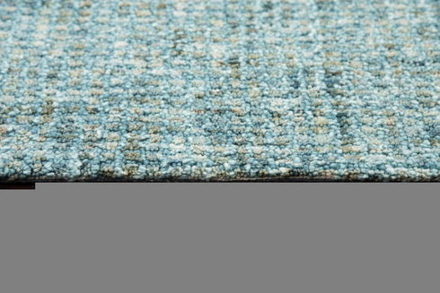 8' Teal And Ivory Wool Hand Tufted Area Rug