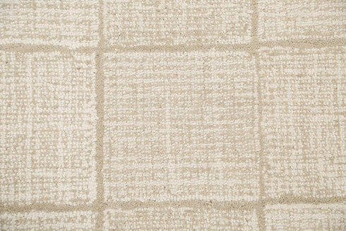 8' X 10' Ivory And Natural Wool Checkered Hand Tufted Area Rug