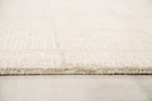 8' X 10' Ivory And Natural Wool Checkered Hand Tufted Area Rug
