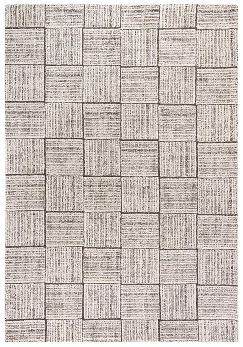 8' X 10' Gray And Natural Wool Checkered Hand Tufted Area Rug