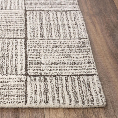 8' X 10' Gray And Natural Wool Checkered Hand Tufted Area Rug
