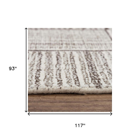 8' X 10' Gray And Natural Wool Checkered Hand Tufted Area Rug